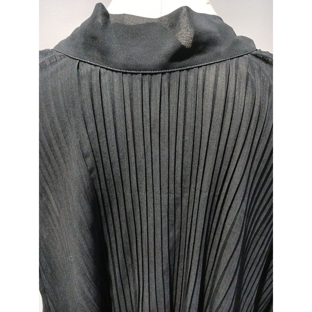 Zenobia Womens Sleeveless Sheer Black Back Bow Tie Closure Top Pleated 3XL New - Picture 6 of 10
